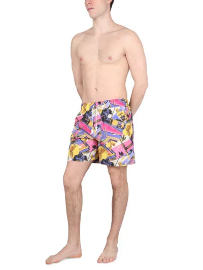 Shop Palm Angels Miami Mix Boxer Swimsuit In Multicolour