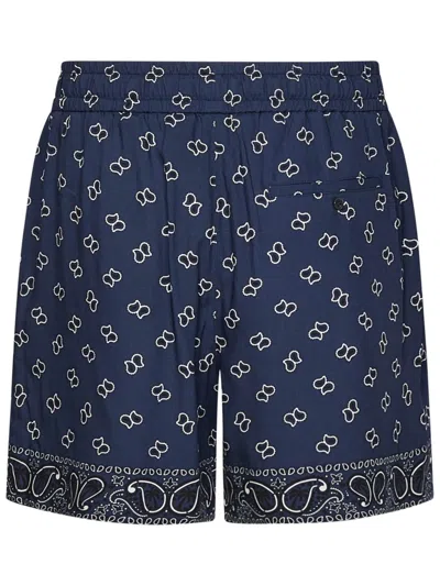 Shop Palm Angels Paisley Shorts In Blue