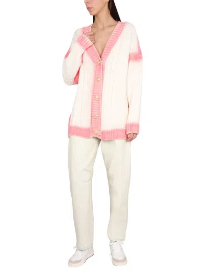 Shop Palm Angels Patent Leather Effect Palm Cardigan In White
