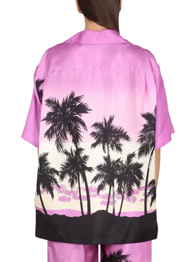 Shop Palm Angels Sunset Print Shirt In Purple
