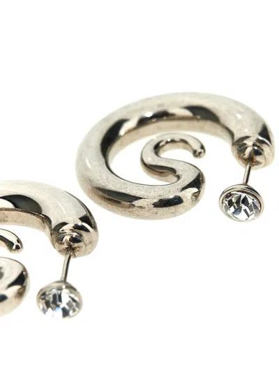 Shop Panconesi 'diamond Serpent' Earrings In Silver