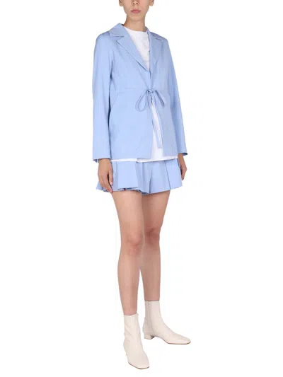 Shop Patou Belted Shorts In Azure