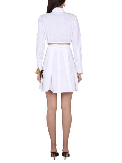 Shop Patou Pleated Shirt Dress In White