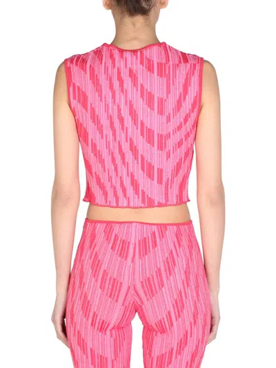 Shop Philosophy Di Lorenzo Serafini Jacquard Knitwear Crop Top In Pink