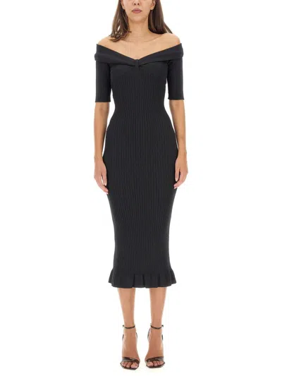Shop Philosophy Di Lorenzo Serafini Off-the-shoulder Dress In Black