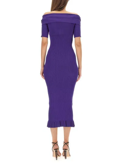 Shop Philosophy Di Lorenzo Serafini Off-the-shoulder Dress In Purple