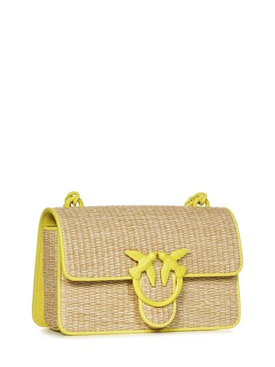 Shop Pinko Mini Love Bag One Light Shoulder Bag In Yellow