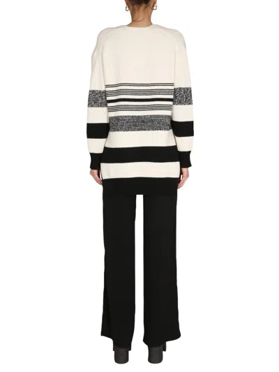 Proenza Schouler White Label Lofty Striped Oversized V-neck Sweater In White