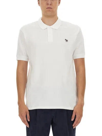 Shop Ps By Paul Smith Ps Paul Smith Polo Shirt With Zebra Patch In White
