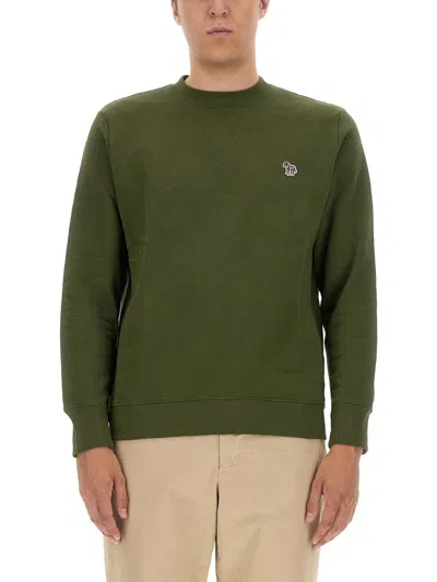 Shop Ps By Paul Smith Ps Paul Smith Sweatshirt With Zebra Patch In Green