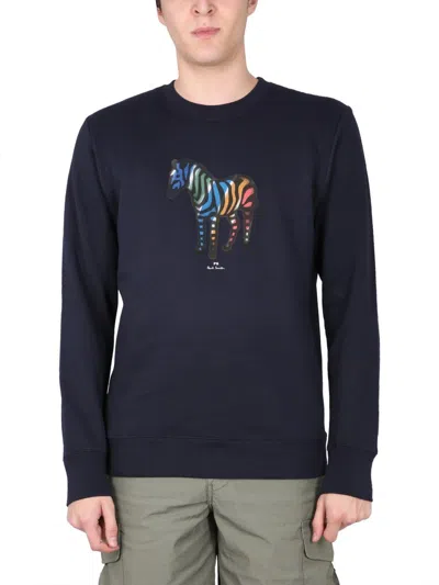 Shop Ps By Paul Smith Ps Paul Smith Zebra Sweatshirt In Blue