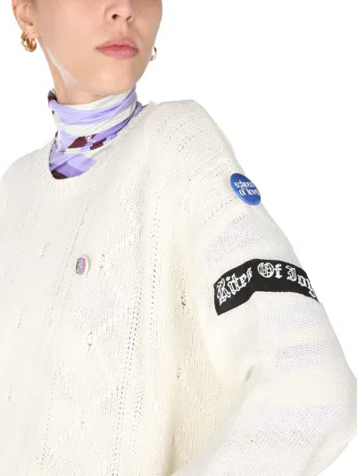 Shop Raf Simons Crew Neck Sweater In White
