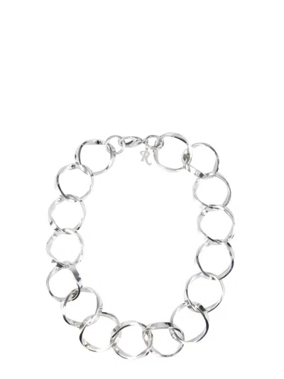 Shop Raf Simons Linked Rings Necklace In Silver