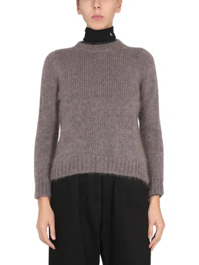 Raf Simons Mohair Crewneck Sweater In Dove