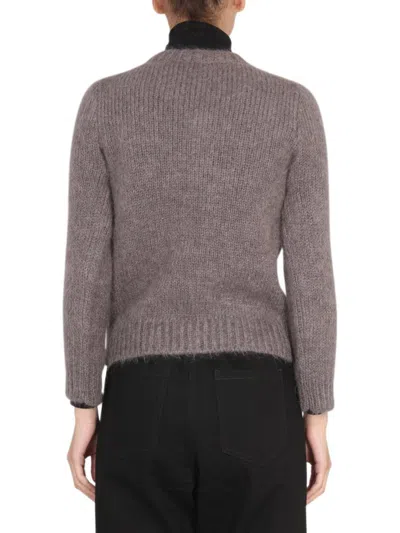 Raf Simons Mohair Crewneck Sweater In Dove