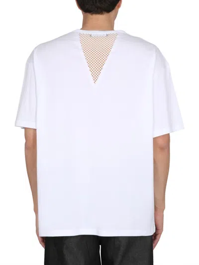 Raf Simons Iconic Logo T-shirt With Mesh Insert In White