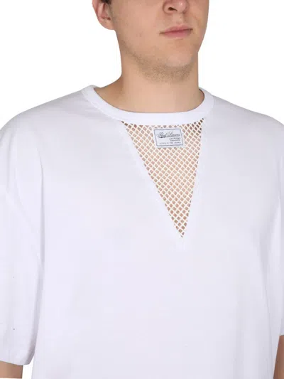 Raf Simons Iconic Logo T-shirt With Mesh Insert In White