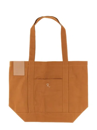 Shop Raf Simons Tote Bag With Logo Patch In Beige