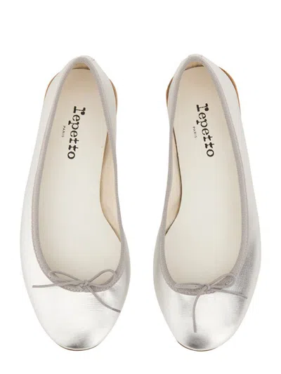 Repetto Calf And Cotton Argent Flats In Silver
