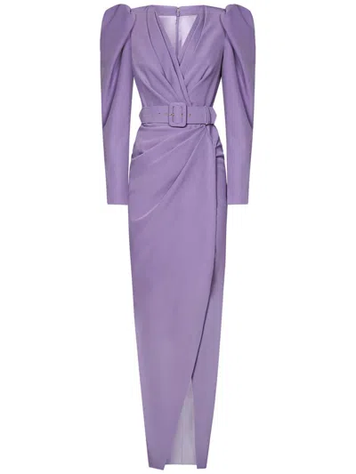 Shop Rhea Costa Chloe Long Dress In Purple