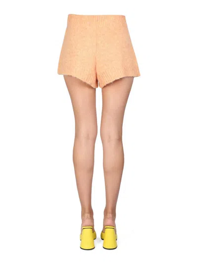 Shop Rotate Birger Christensen Rotate "susanna" Knit Shorts In Orange