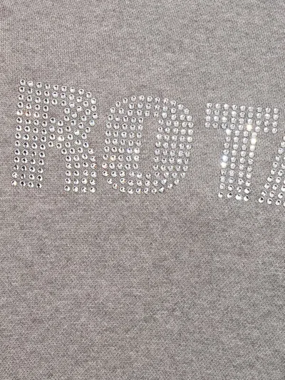 Rotate Birger Christensen Rotate Cropped Sweater With Rhinestone Studded Logo In Gray