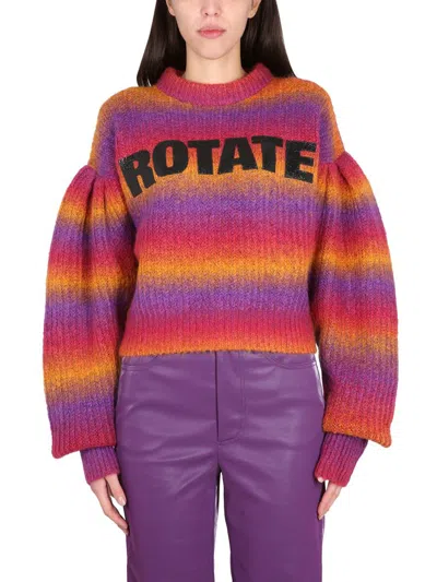 Shop Rotate Birger Christensen Rotate Crewneck Sweater With Logo In Multicolour
