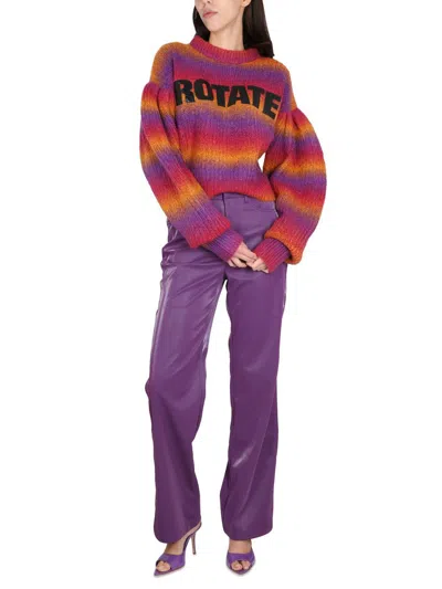 Shop Rotate Birger Christensen Rotate Crewneck Sweater With Logo In Multicolour