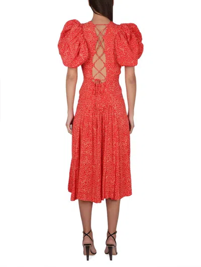 Shop Rotate Birger Christensen Rotate Jacquard Dress With Open Back In Red