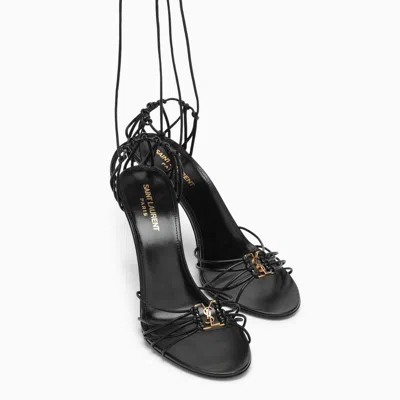 Shop Saint Laurent Babylone Sandal With Laces In Black