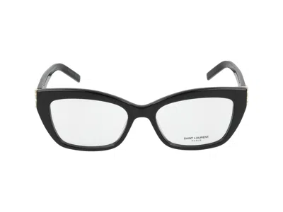 Shop Saint Laurent Eyeglasses In Black Black Transparent