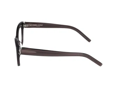 Shop Saint Laurent Eyeglasses In Brown Brown Transparent