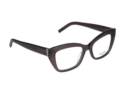 Shop Saint Laurent Eyeglasses In Brown Brown Transparent