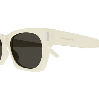 Shop Saint Laurent Eyewear Sunglasses In Ivory