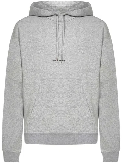 Shop Saint Laurent Signature Sweatshirt In Grey