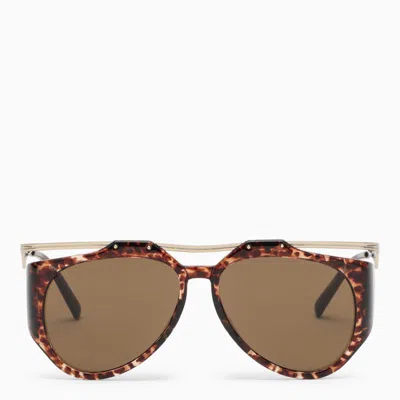 Shop Saint Laurent Sl M137 Amelia Havana Sunglasses In Beige