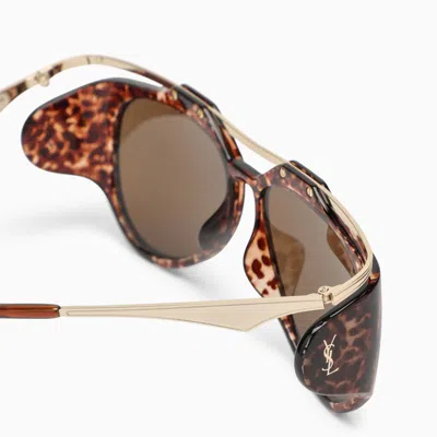 Shop Saint Laurent Sl M137 Amelia Havana Sunglasses In Beige