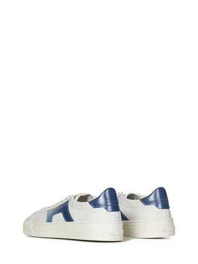 Shop Santoni Double Buckle Sneakers In White