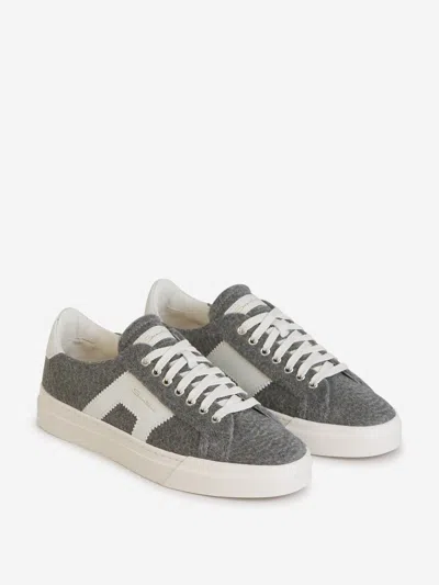 Shop Santoni Double Buckle Wool Sneakers In Coal Grey