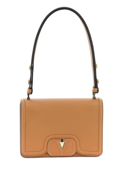 Shop Valentino Shoulder Bag With Vlogo Vlogo In Marrone