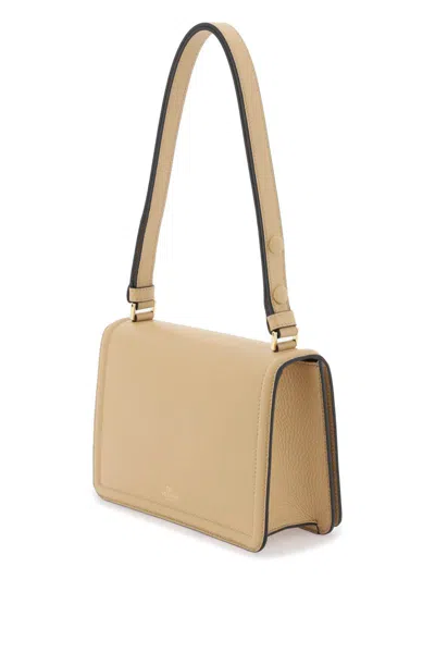 Shop Valentino Shoulder Bag With Vlogo Vlogo In Beige