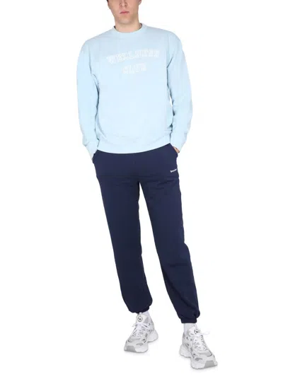 Shop Sporty And Rich Sporty & Rich Flocked Logo Sweatshirt Unisex In Azure
