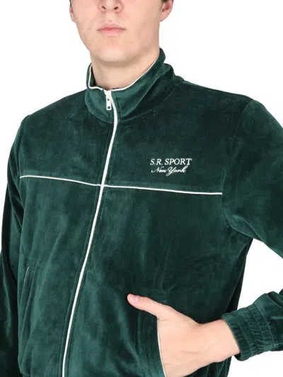Shop Sporty And Rich Sporty & Rich Zip Sweatshirt. Unisex In Green