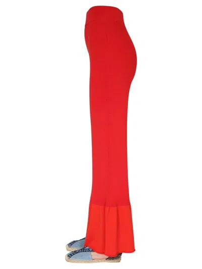 Shop Stella Mccartney Ribbed Knit Trousers In Red