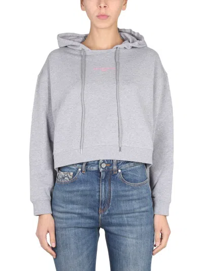 Shop Stella Mccartney Sweatshirt With Logo Embroidery In Grey