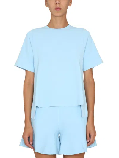 Shop Stella Mccartney T-shirt With Asymmetrical Hemline In Azure