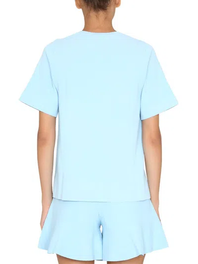 Shop Stella Mccartney T-shirt With Asymmetrical Hemline In Azure