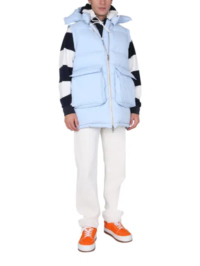 Sunnei Removable Sleeved Puffy Down Jacket In Azure