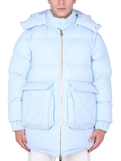 Sunnei Removable Sleeved Puffy Down Jacket In Azure