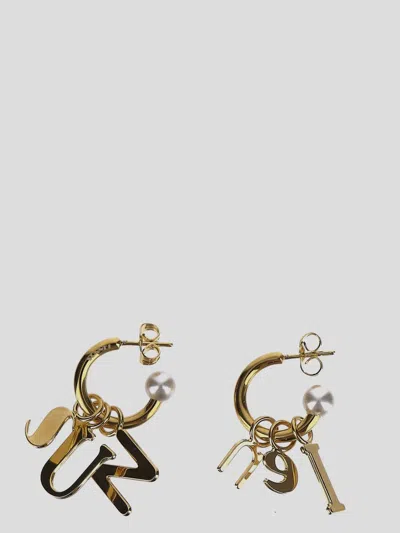Shop Sunnei Lettering Logo Dangle Earrings In Gold